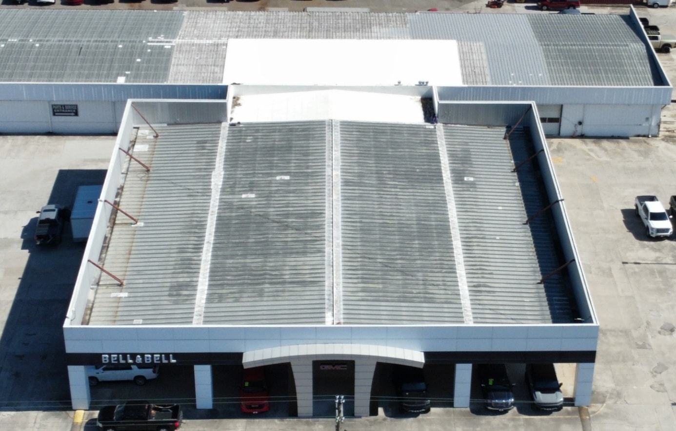 Bell & Bell GMC dealership roof before coating