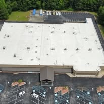 Dillon Church roof before coating restoration — aerial view