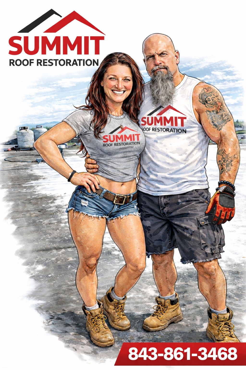 Summit Roof Restoration owners on a job site